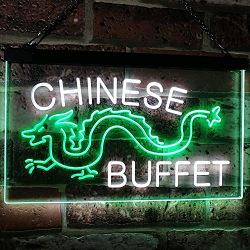 Dragon Chinese Buffet Dual LED Neon Light Sign